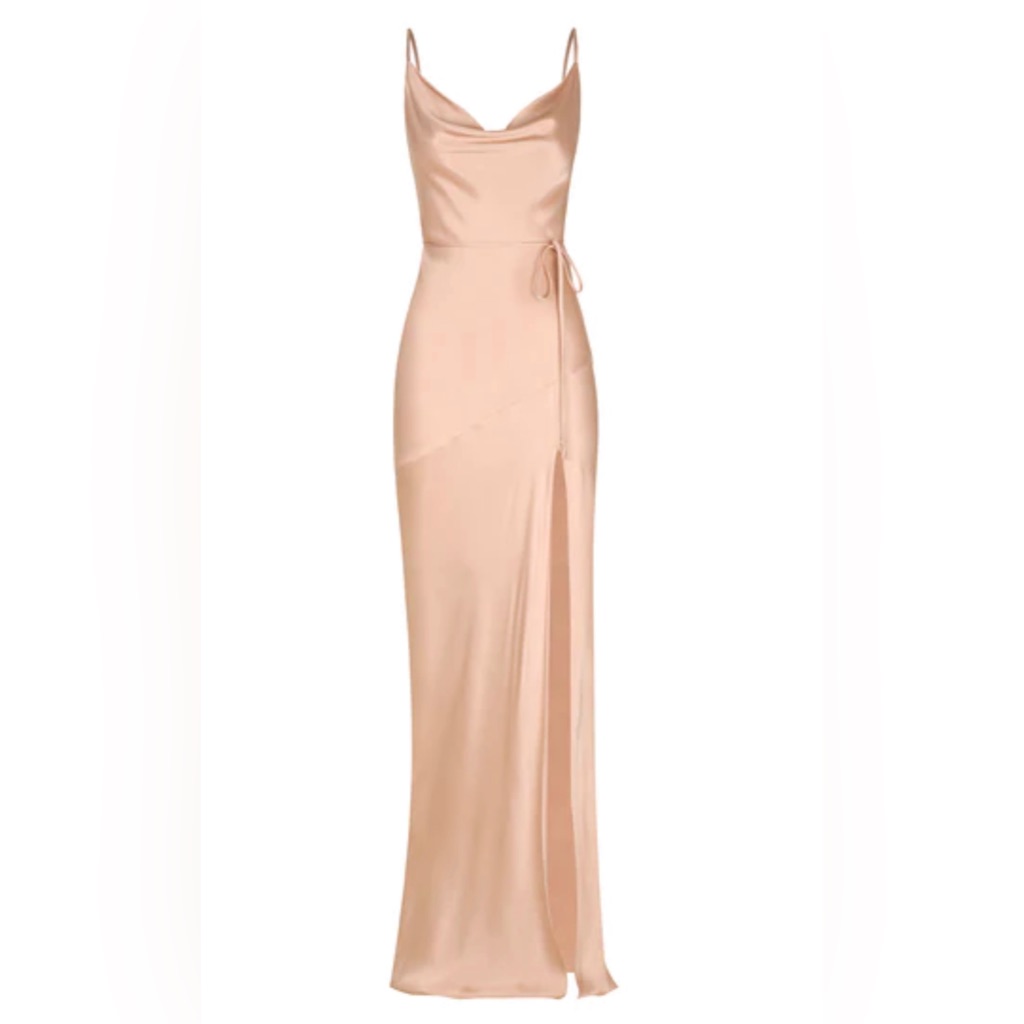 ‘La Lune Bias Cowl Maxi Dress’ In Desert Rose By Shona Joy